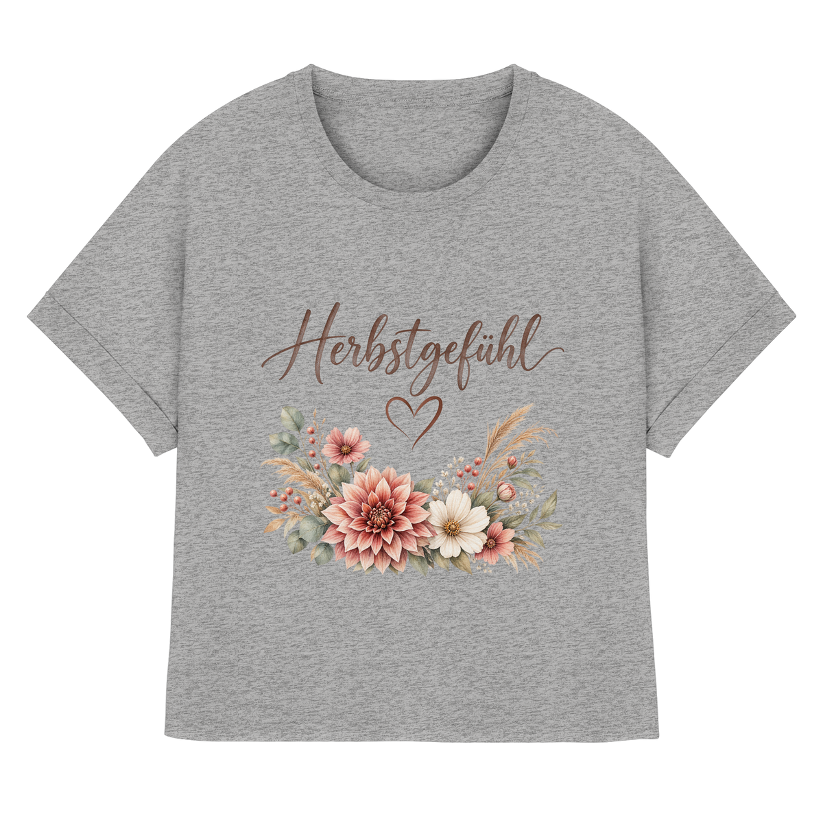Herbstgefühl – Autumn Bloom - Womens Organic Rolled Sleeves T-Shirt