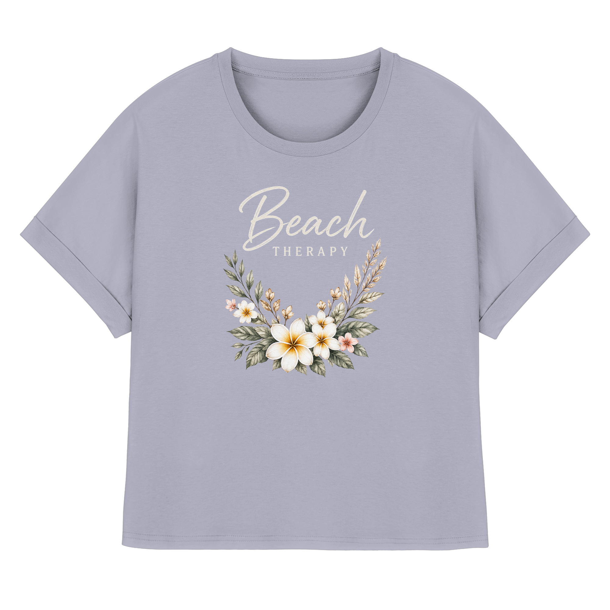 Beach Therapy – Floral Collection | Helle Schrift  - Womens Organic Rolled Sleeves T-Shirt