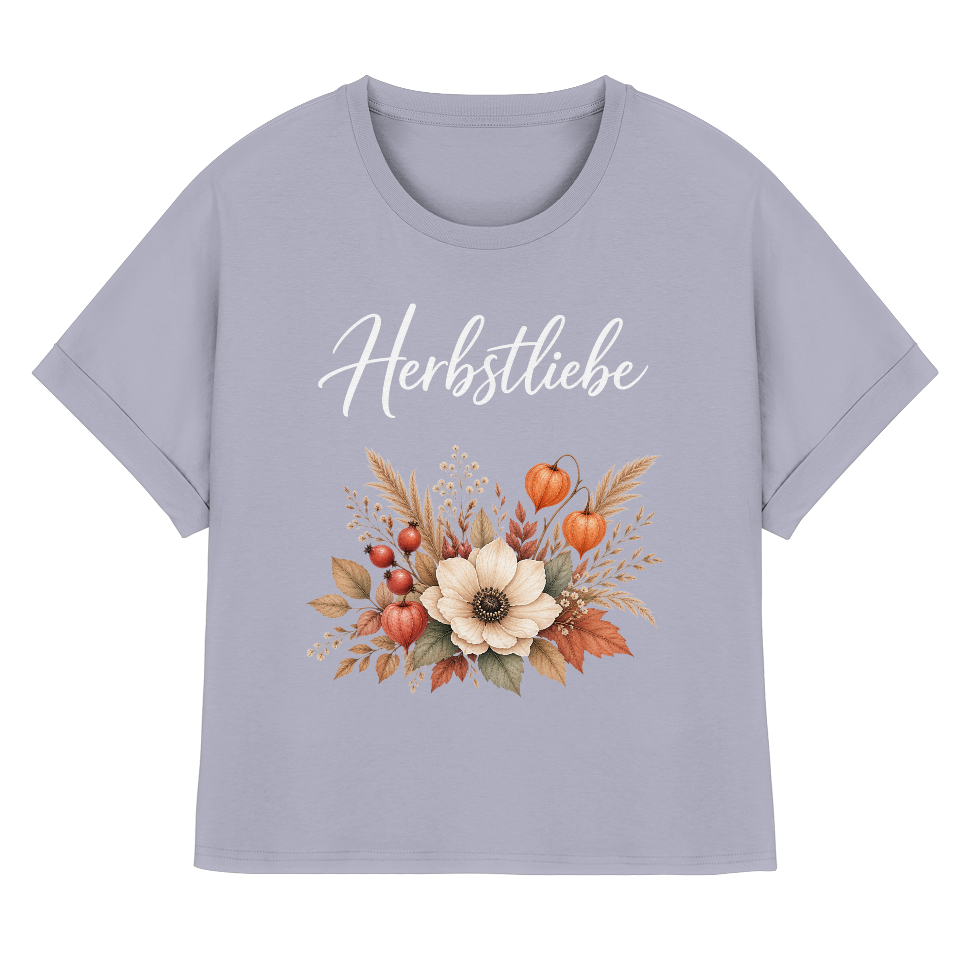 Herbstliebe – Golden Harvest - Dark Edition - - Womens Organic Rolled Sleeves T-Shirt