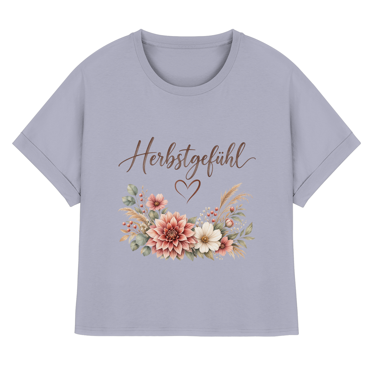 Herbstgefühl – Autumn Bloom - Womens Organic Rolled Sleeves T-Shirt