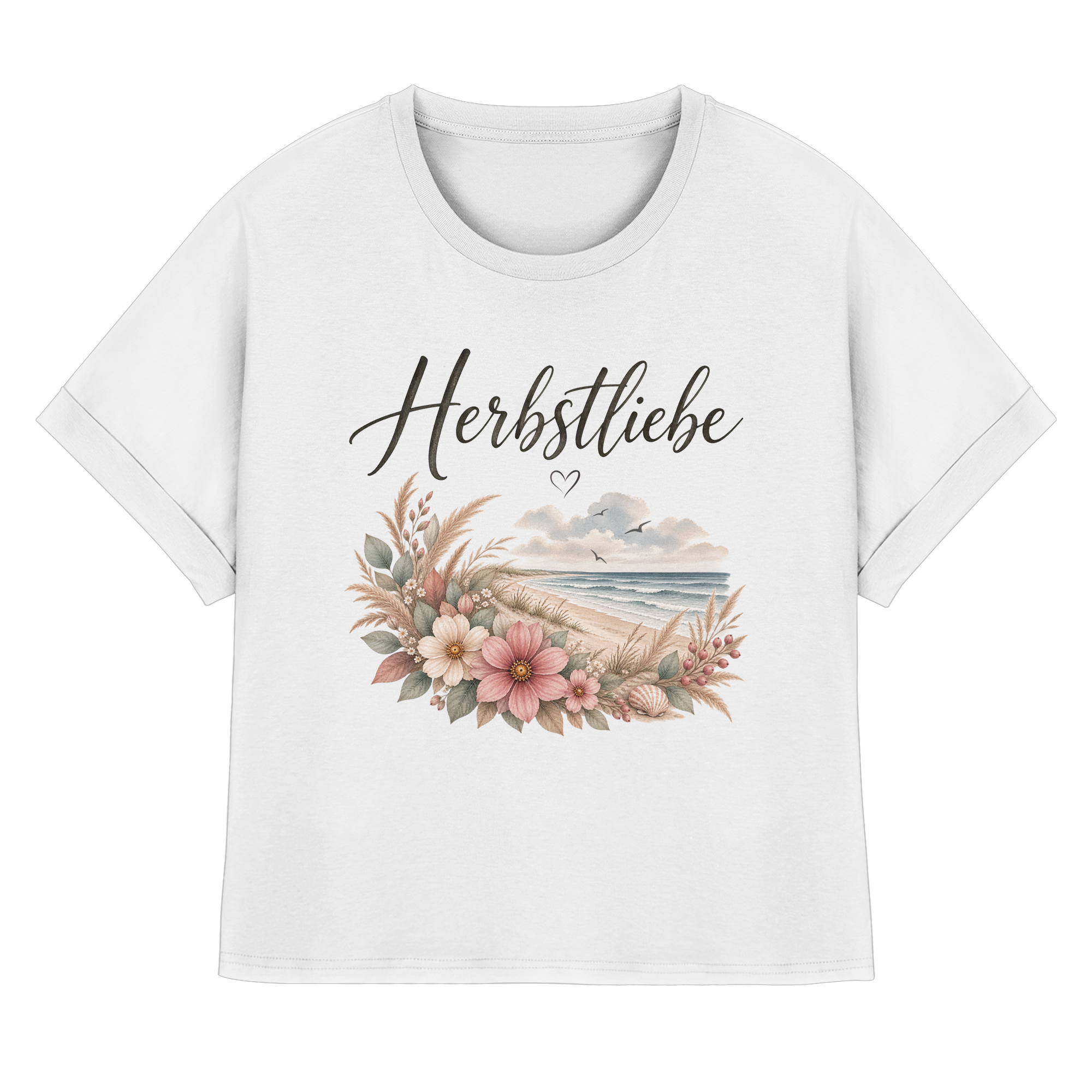 Autumn Coast – Herbstliebe am Meer - - Womens Organic Rolled Sleeves T-Shirt