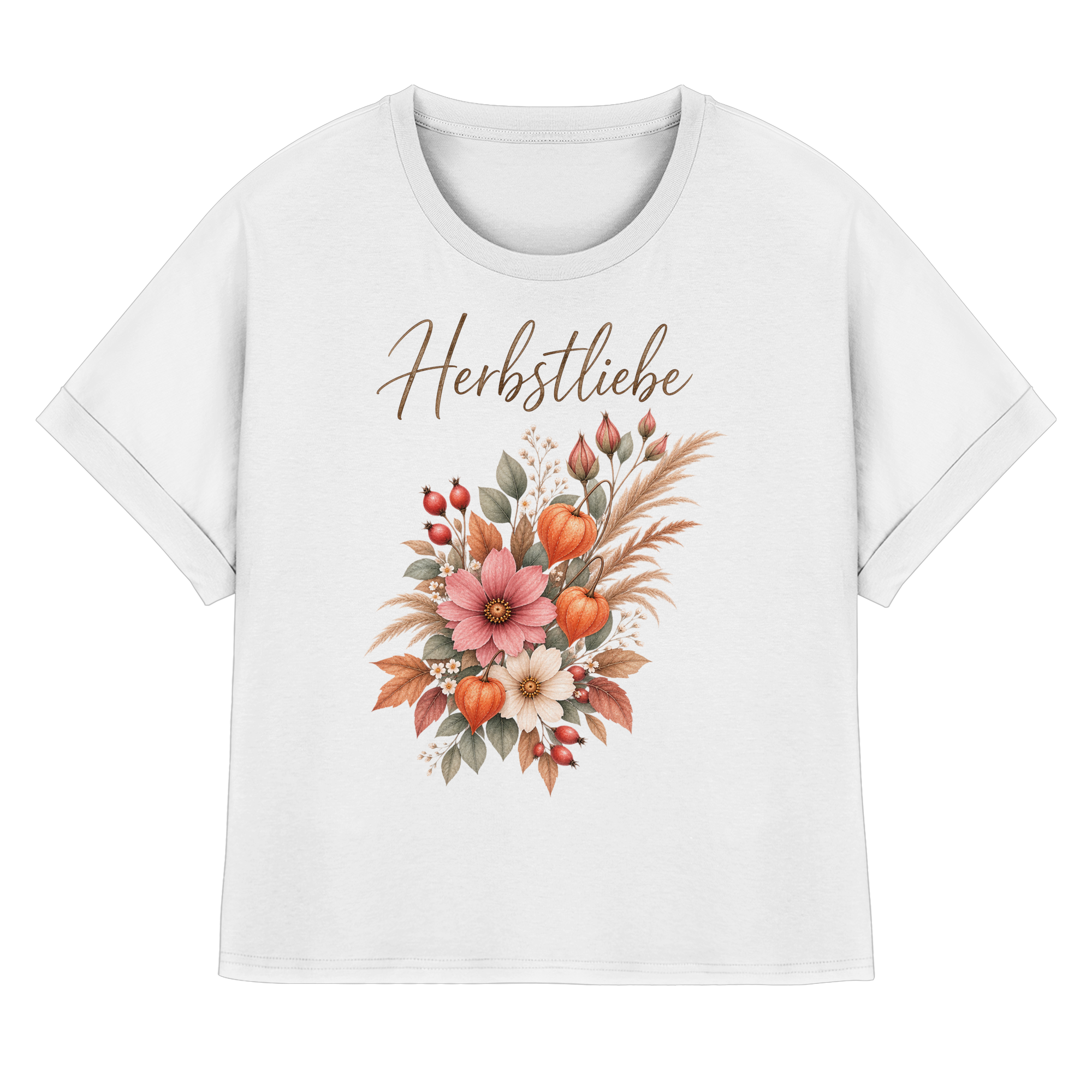 Autumn Garden – Florale Herbstliebe - Womens Organic Rolled Sleeves T-Shirt