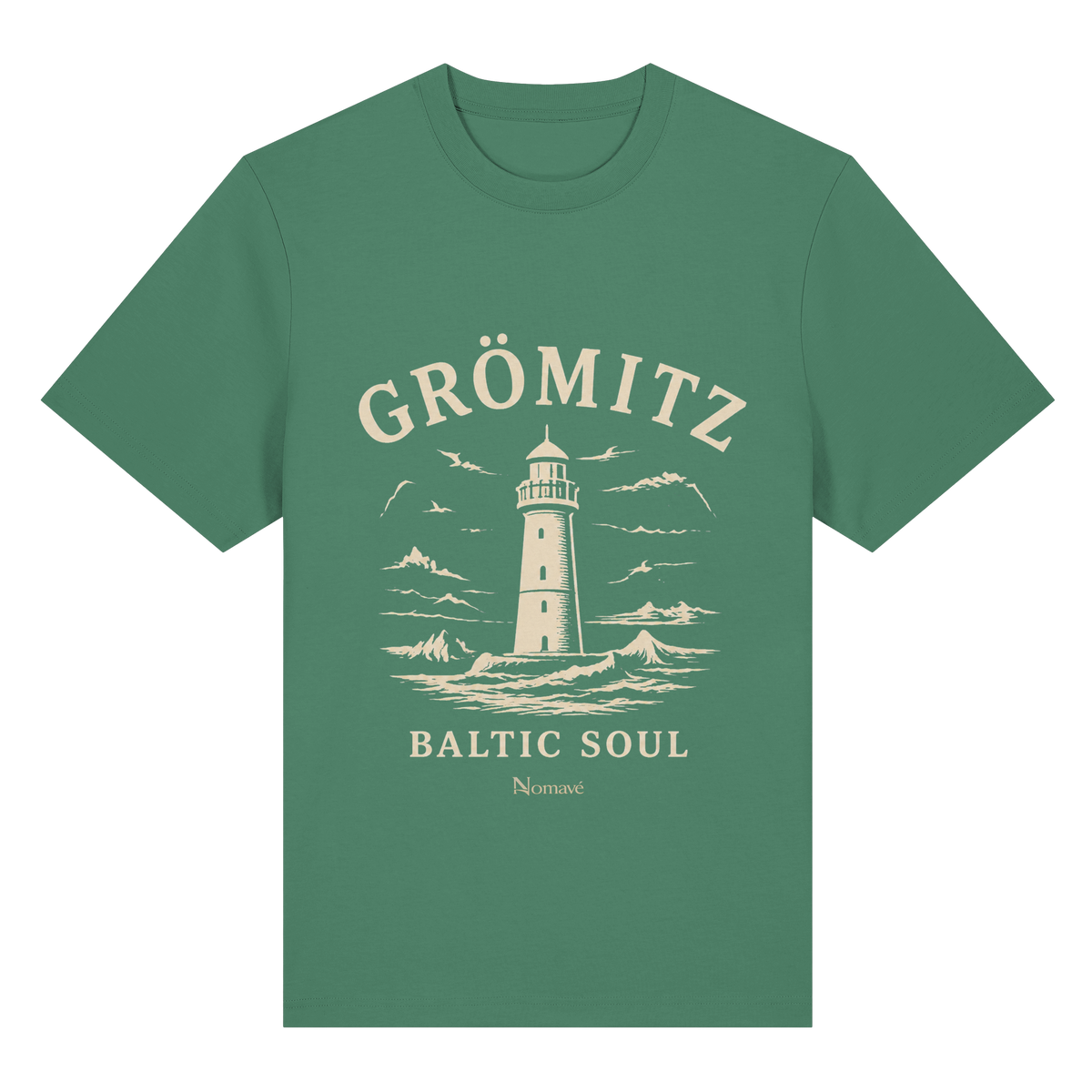 Grömitz Baltic Soul Dark Bio-Heavy T-Shirt in green bay mit maritimem Grömitz-Motiv