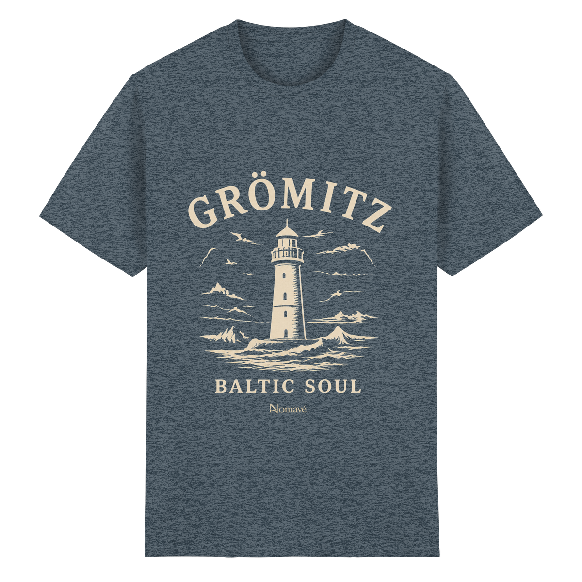 Grömitz Baltic Soul Dark Essential T-Shirt in dark heather mit maritimem Grömitz-Motiv