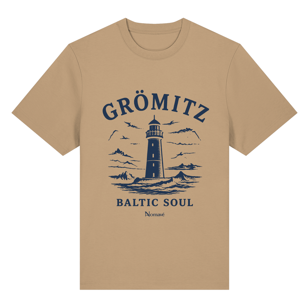 Grömitz Baltic Soul Light Bio-Heavy T-Shirt in latte mit Baltic-Soul-Frontprint