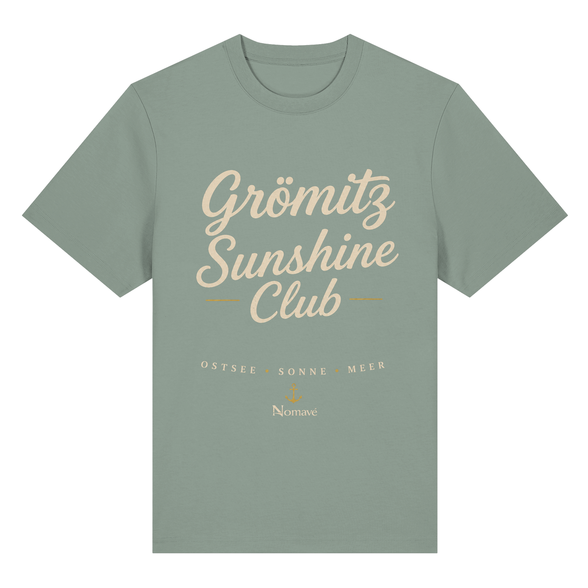 Grömitz Sunshine Club Dark Bio-Heavy T-Shirt in aloe mit Sunshine-Club-Motiv