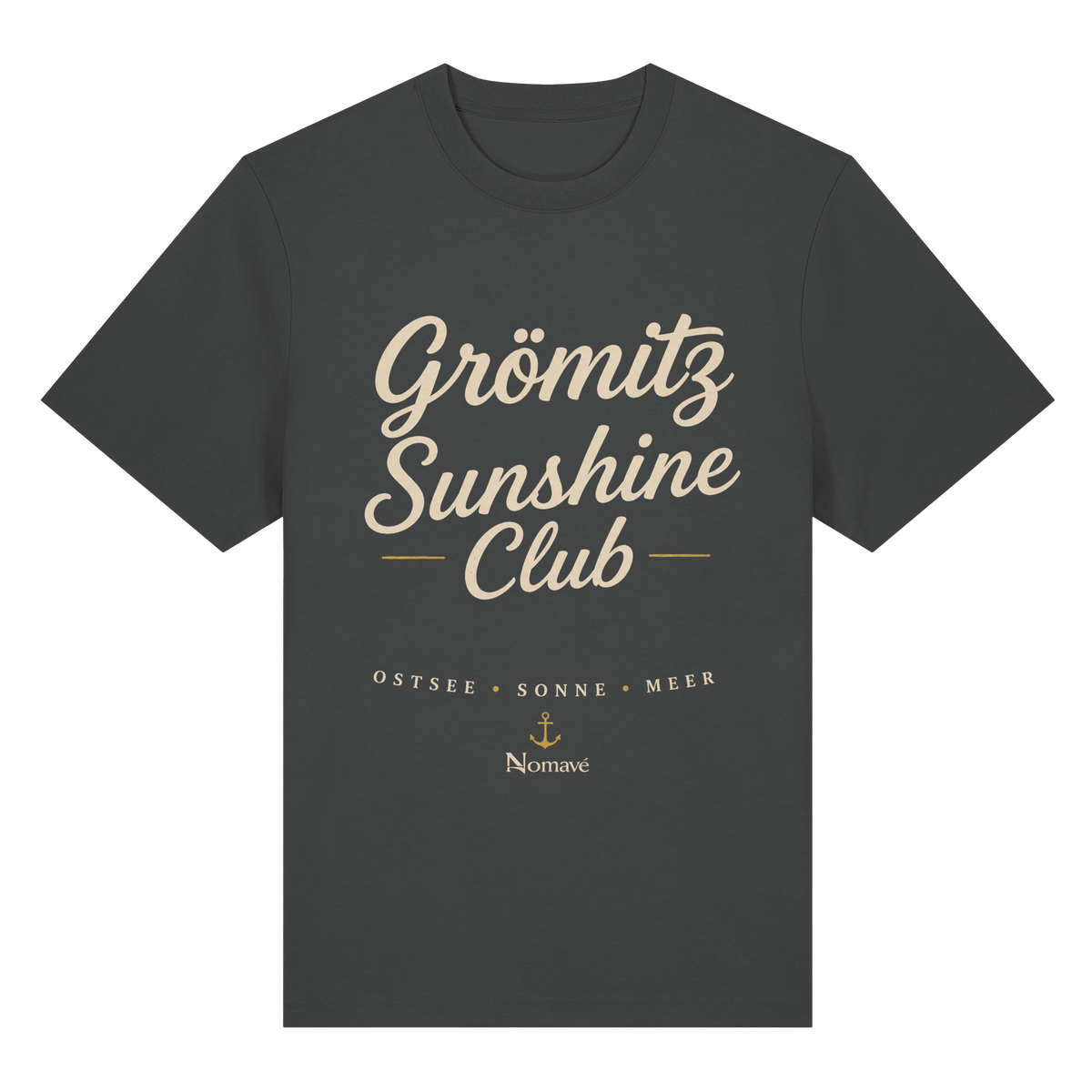 Grömitz Sunshine Club Dark Bio-Heavy T-Shirt in anthracite mit Sunshine-Club-Motiv