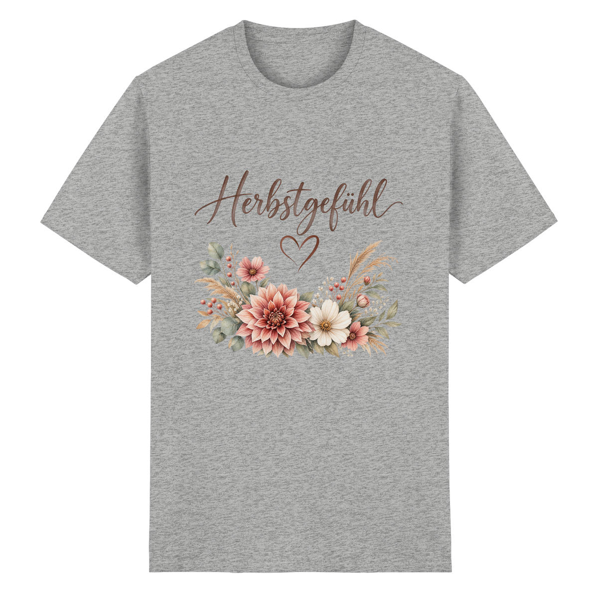 Herbstgefühl – Autumn Bloom – Essential T-Shirt – Vorderansicht in ash grey