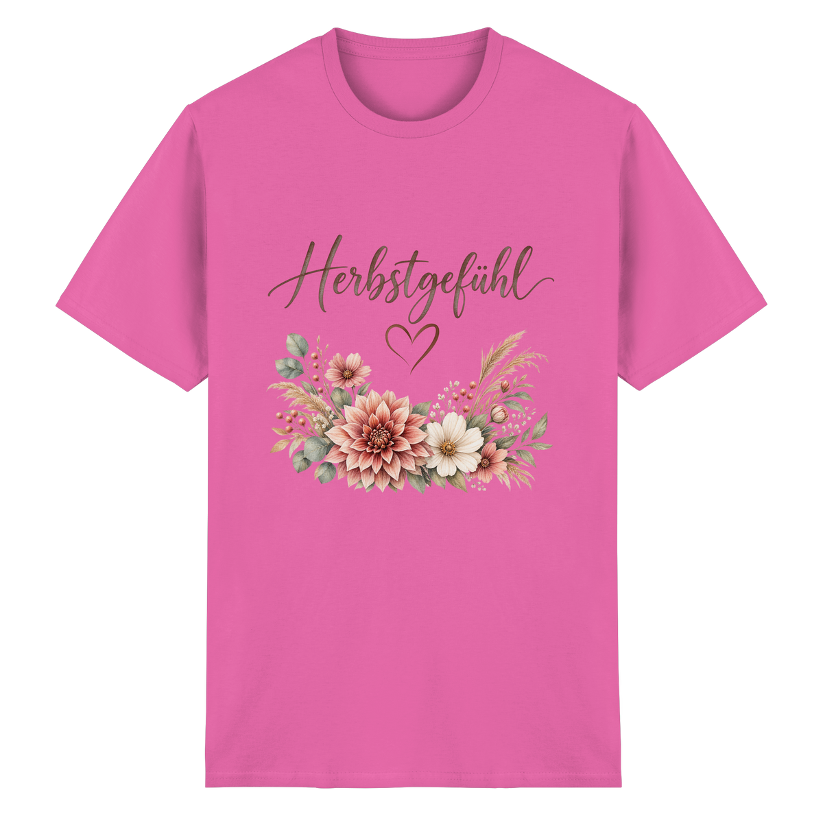 Herbstgefühl – Autumn Bloom – Essential T-Shirt – Vorderansicht in azalea