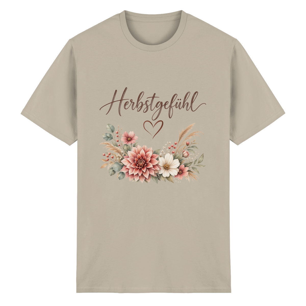 Herbstgefühl – Autumn Bloom – Essential T-Shirt – Vorderansicht in sand
