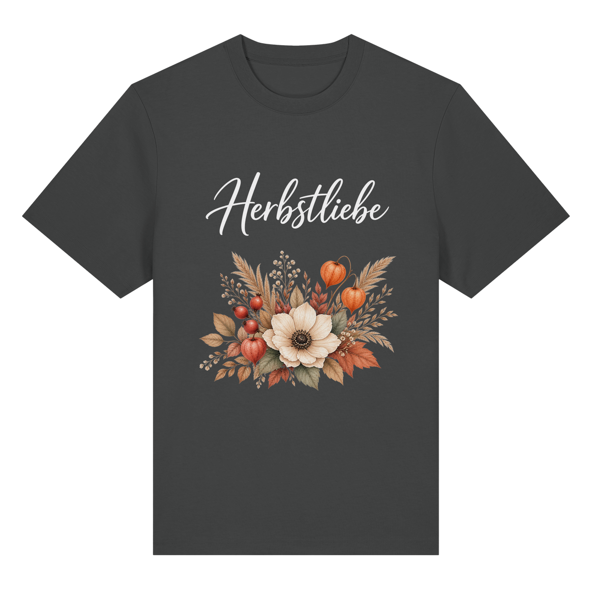 Herbstliebe – Golden Harvest – Dark Edition – Bio-Heavy T-Shirt – Vorderansicht in anthracite