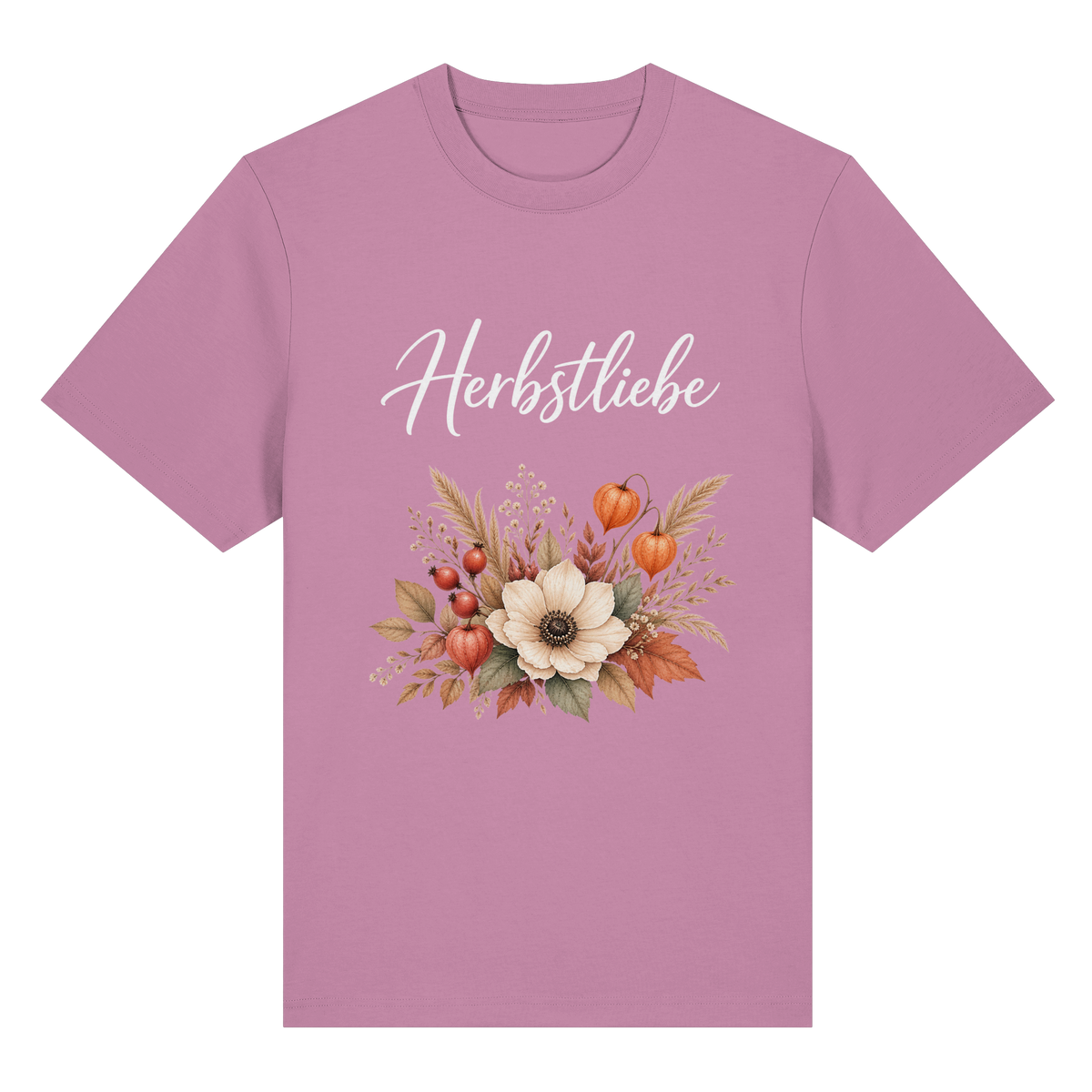 Herbstliebe – Golden Harvest – Dark Edition – Bio-Heavy T-Shirt – Vorderansicht in bubble pink