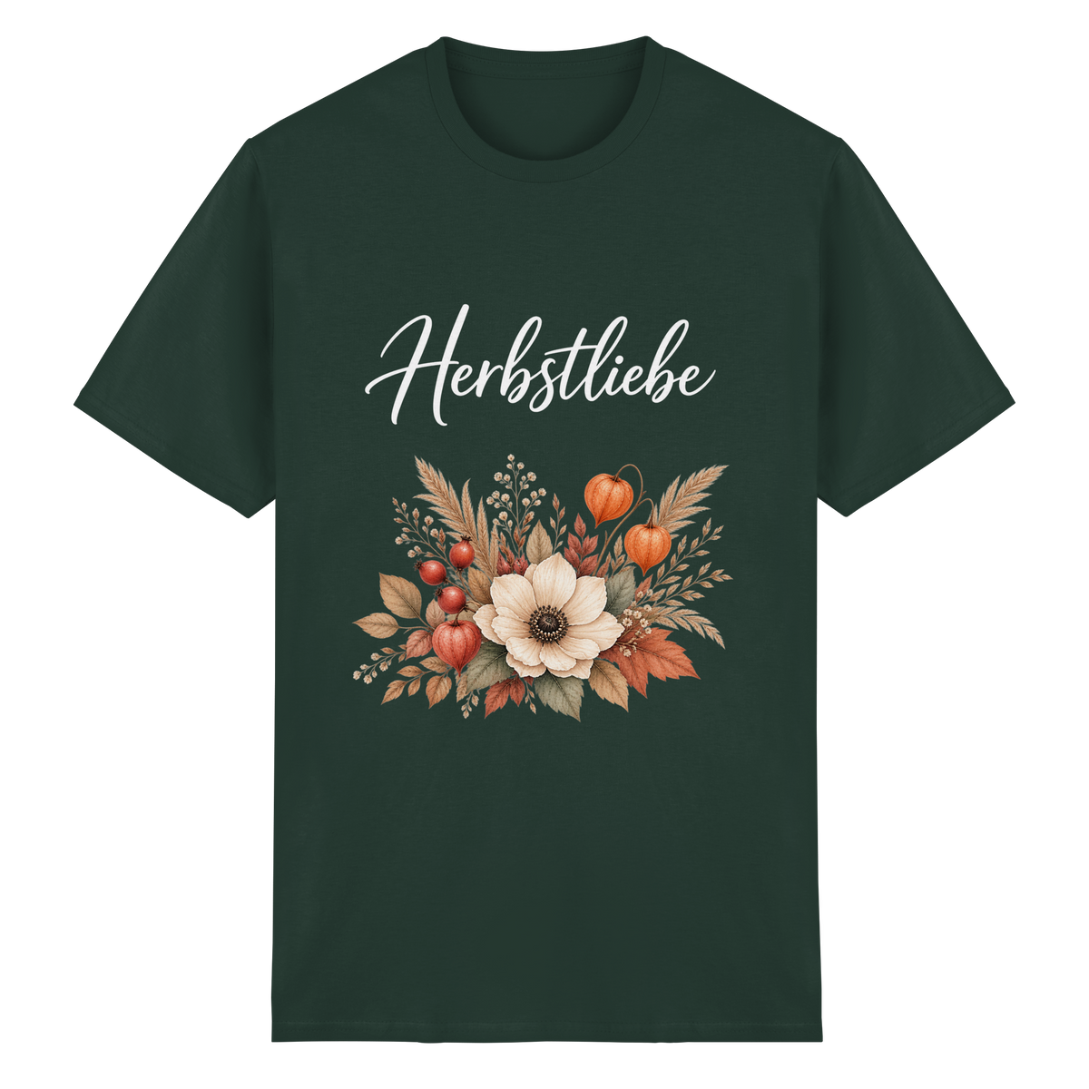 Herbstliebe – Golden Harvest – Dark Edition – Essential T-Shirt – Vorderansicht in forest green