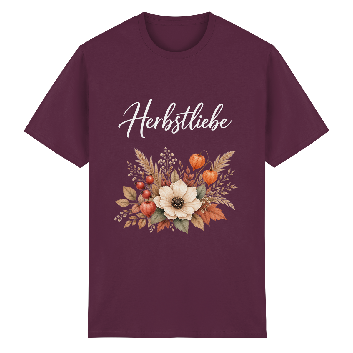 Herbstliebe – Golden Harvest – Dark Edition – Essential T-Shirt – Vorderansicht in maroon