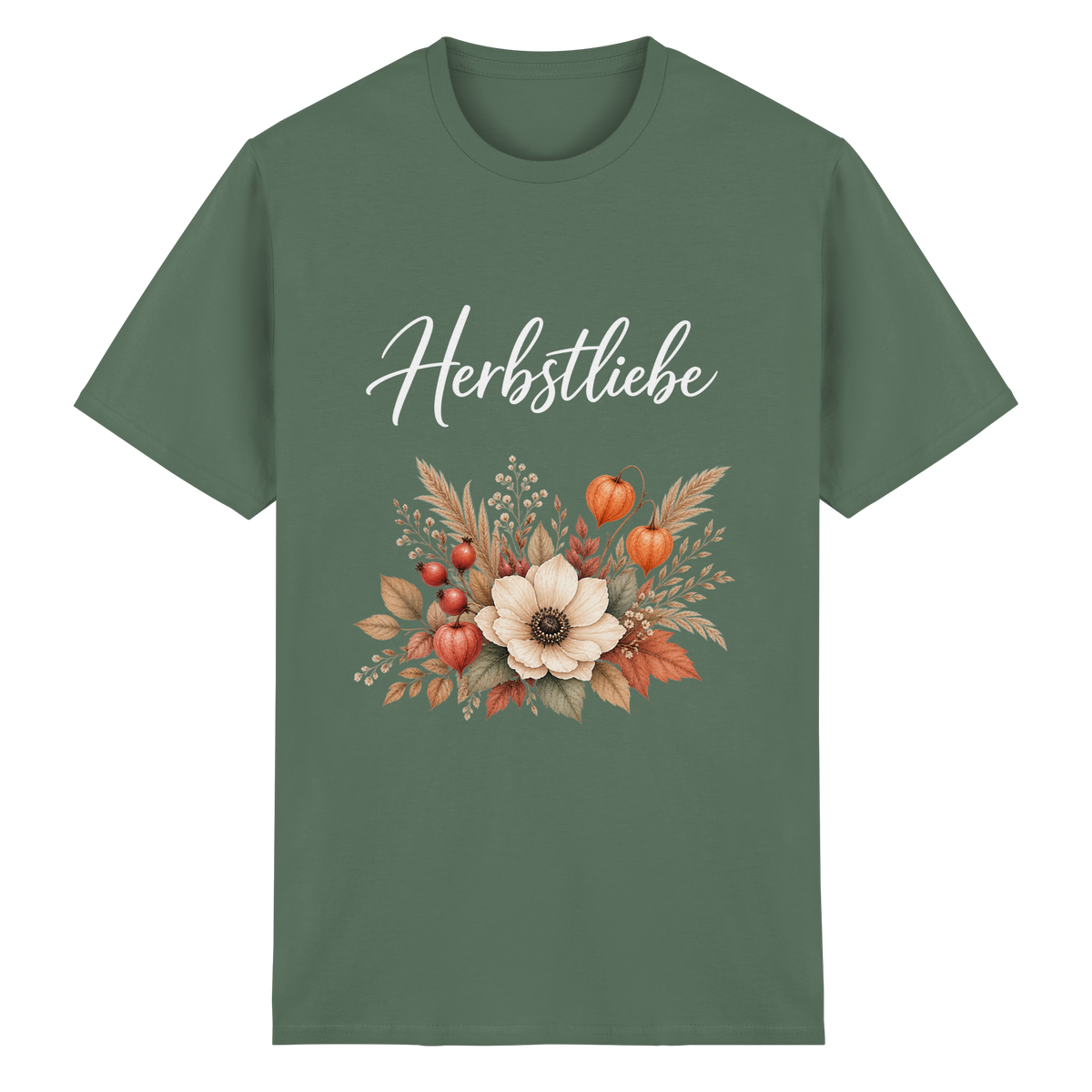 Herbstliebe – Golden Harvest – Dark Edition – Essential T-Shirt – Vorderansicht in military green