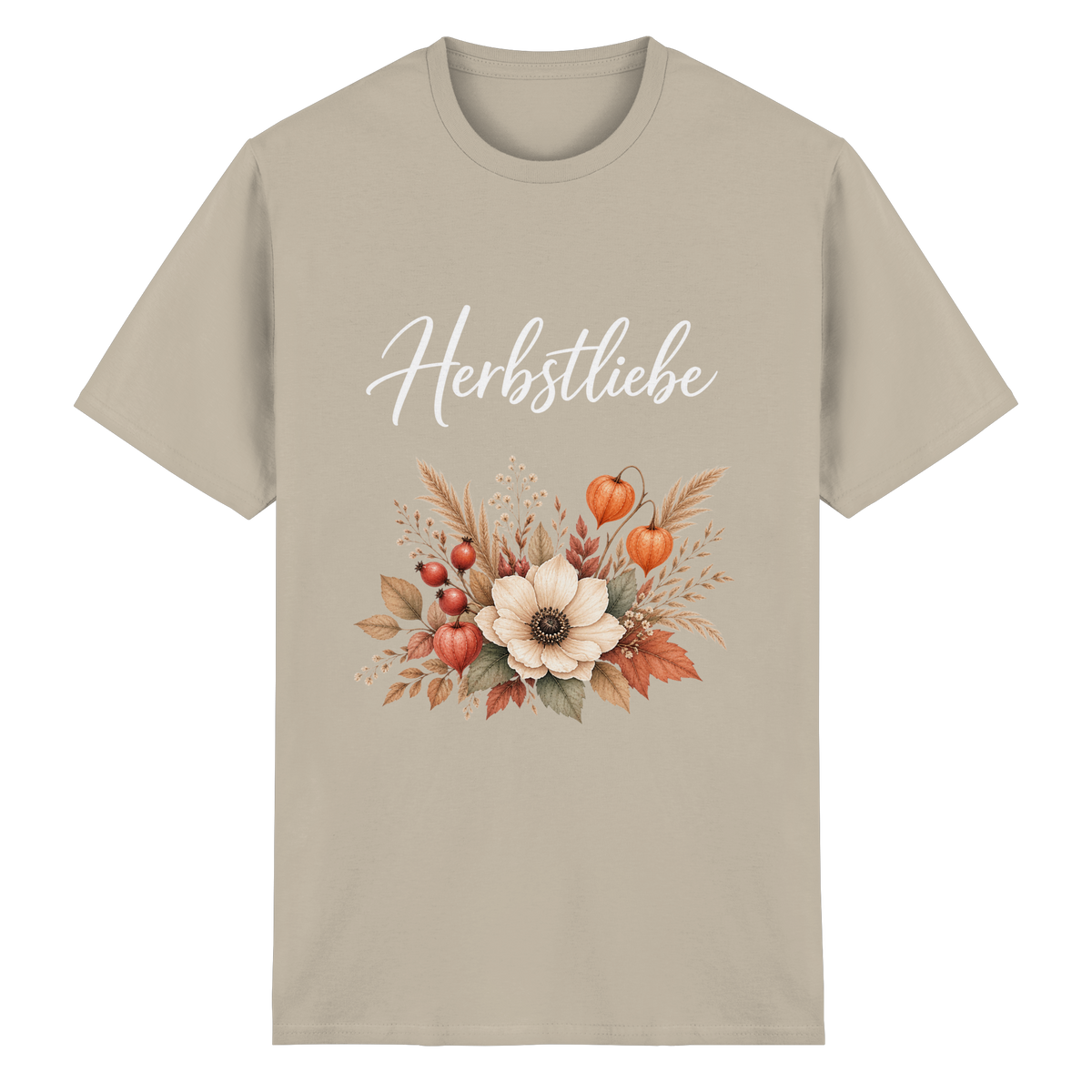 Herbstliebe – Golden Harvest – Dark Edition – Essential T-Shirt – Vorderansicht in sand
