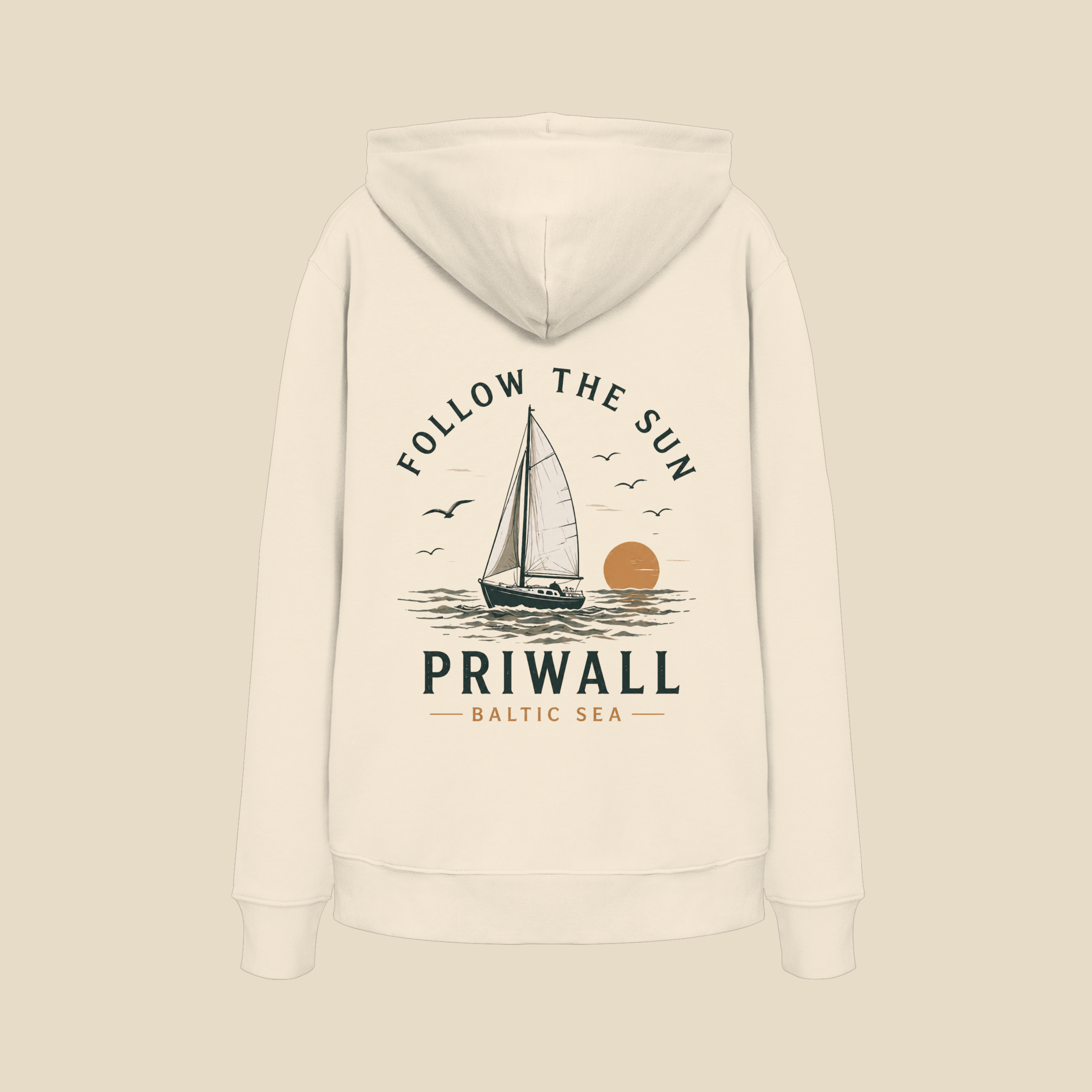 Priwall Follow The Sun Bio-Kapuzenpullover mit Rückenmotiv
