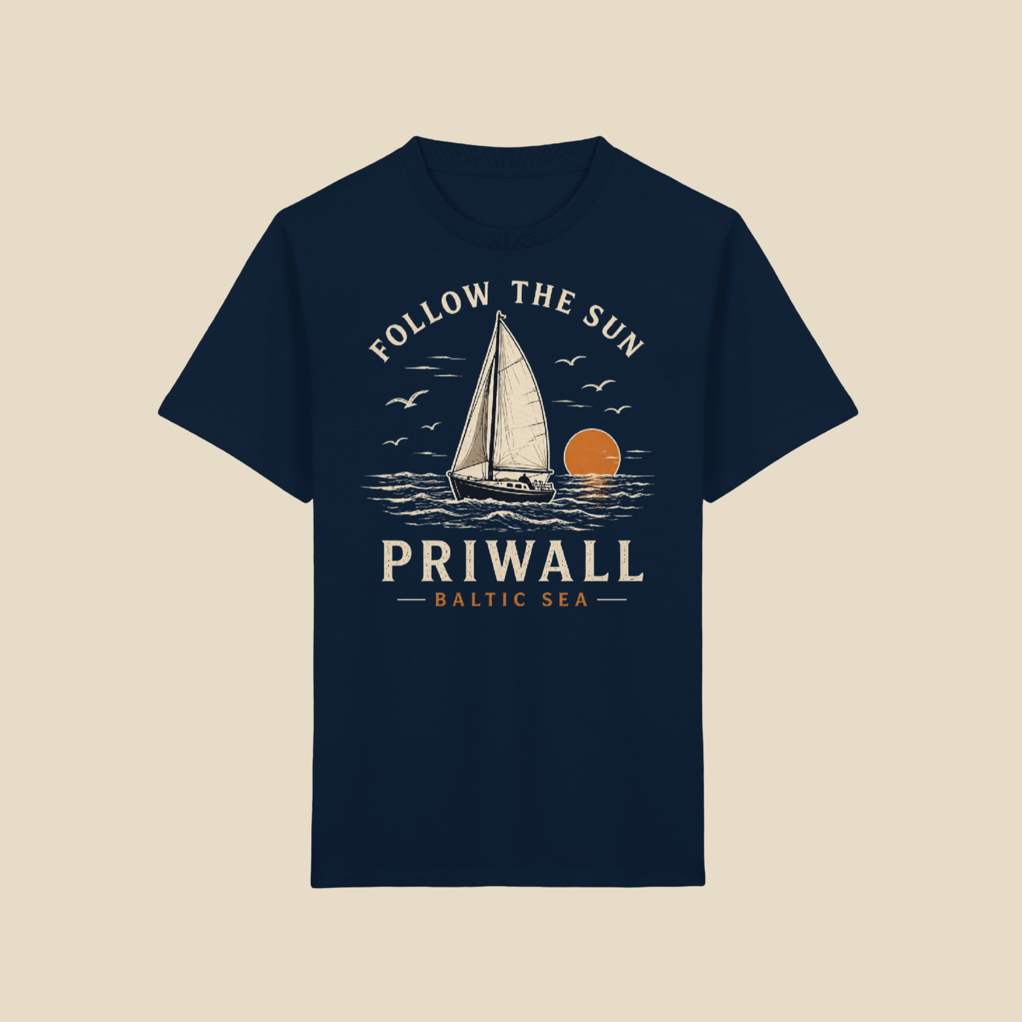 Follow the Sun Dark Edition Kinder T-Shirt – Priwall Ostsee Bio Baumwolle
