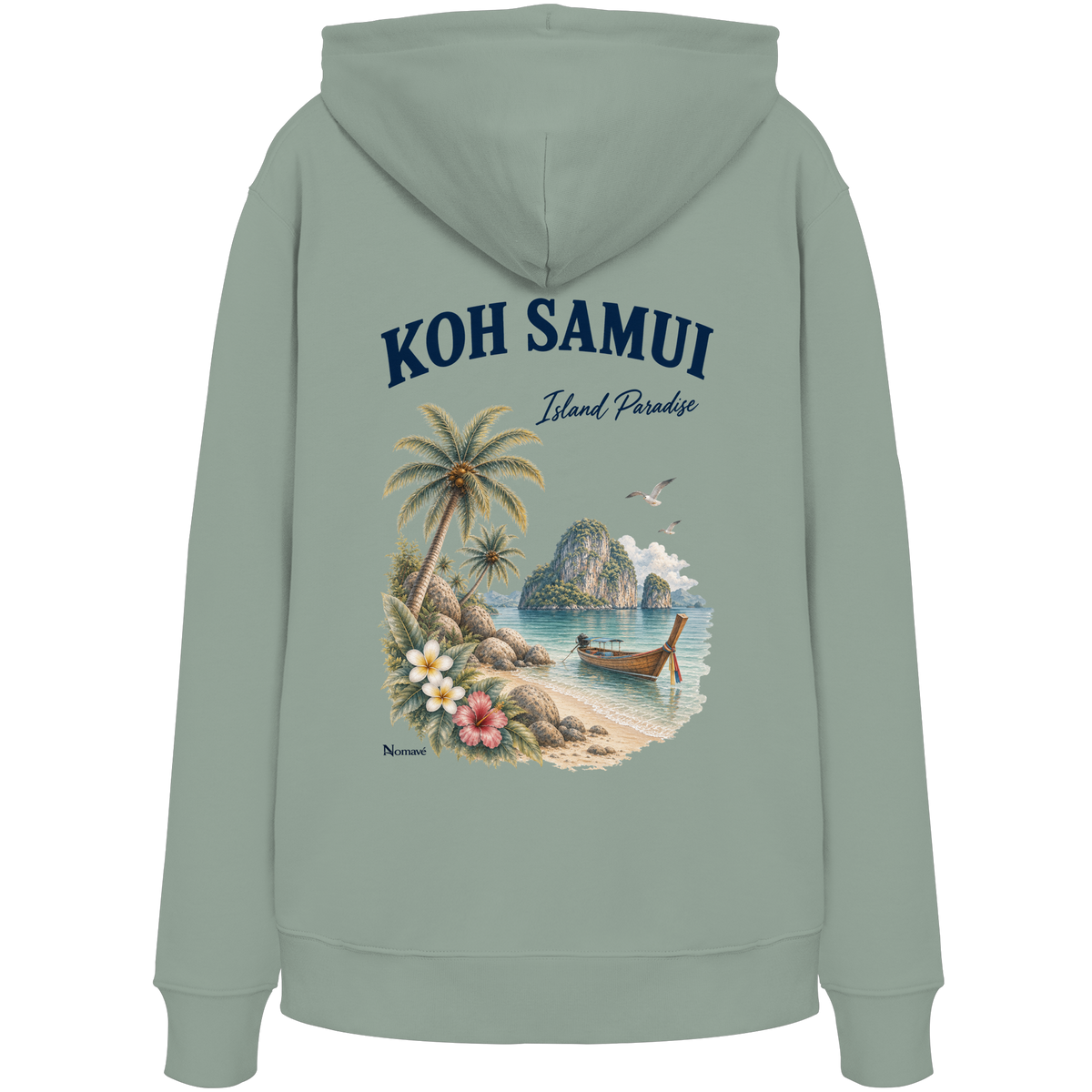 Koh Samui Island Paradise Bio Hoodie mit Rückenprint in Aloe