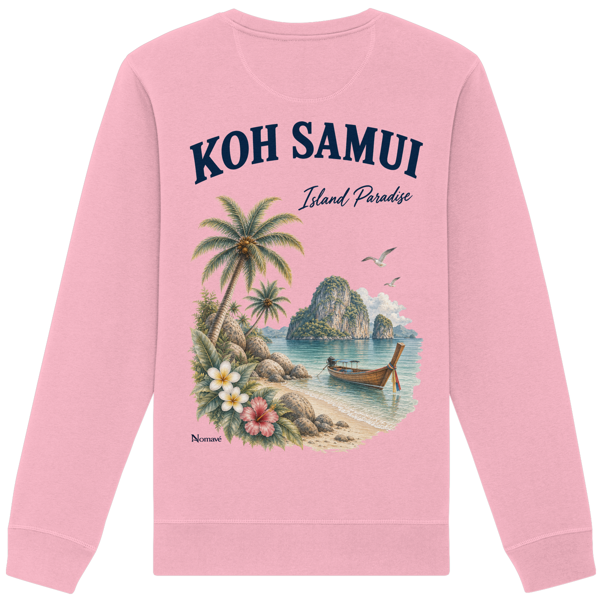 Koh Samui Island Paradise Bio Sweatshirt mit Rückenprint in Cotton Pink