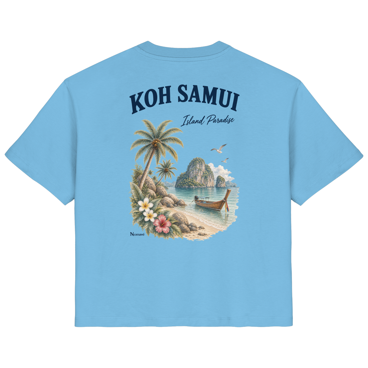 Koh Samui Island Paradise Damen Bio T-Shirt in Aqua Blue mit Rückenprint