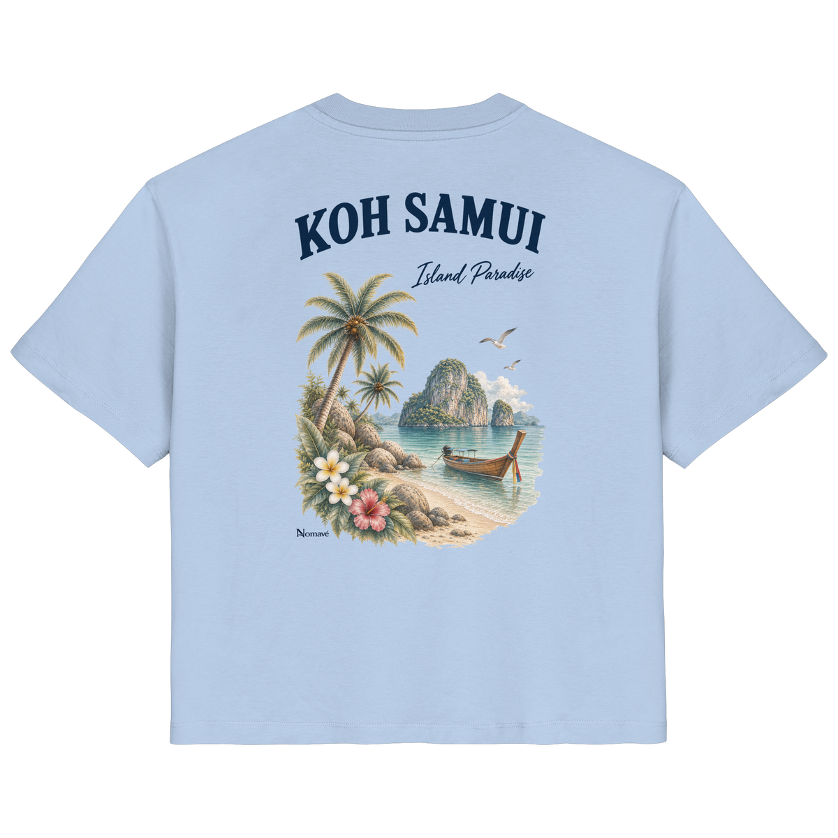 Koh Samui Island Paradise Damen Bio T-Shirt in Blue Soul mit Rückenprint