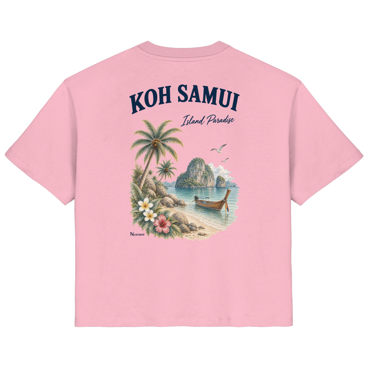 Koh Samui Island Paradise Damen Bio T-Shirt in Cotton Pink mit Rückenprint
