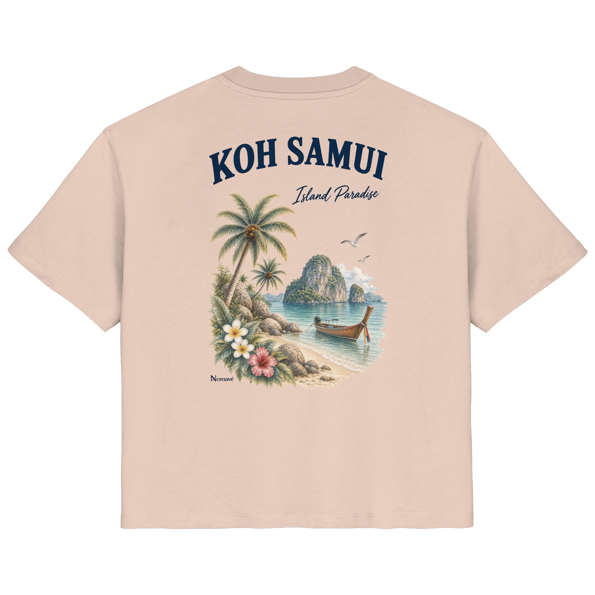 Koh Samui Island Paradise Damen Bio T-Shirt in Fraiche Peche mit Rückenprint