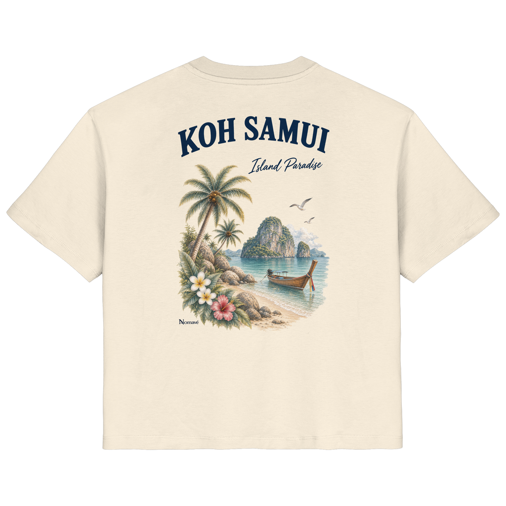 Koh Samui Island Paradise Damen Bio T-Shirt in Natural Raw mit Rückenprint