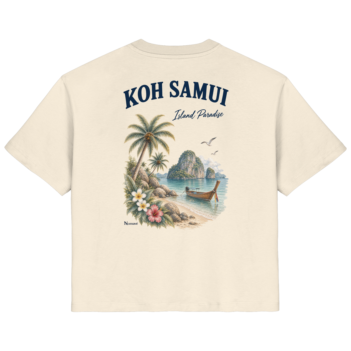 Koh Samui Island Paradise Damen Bio T-Shirt in Natural Raw mit Rückenprint