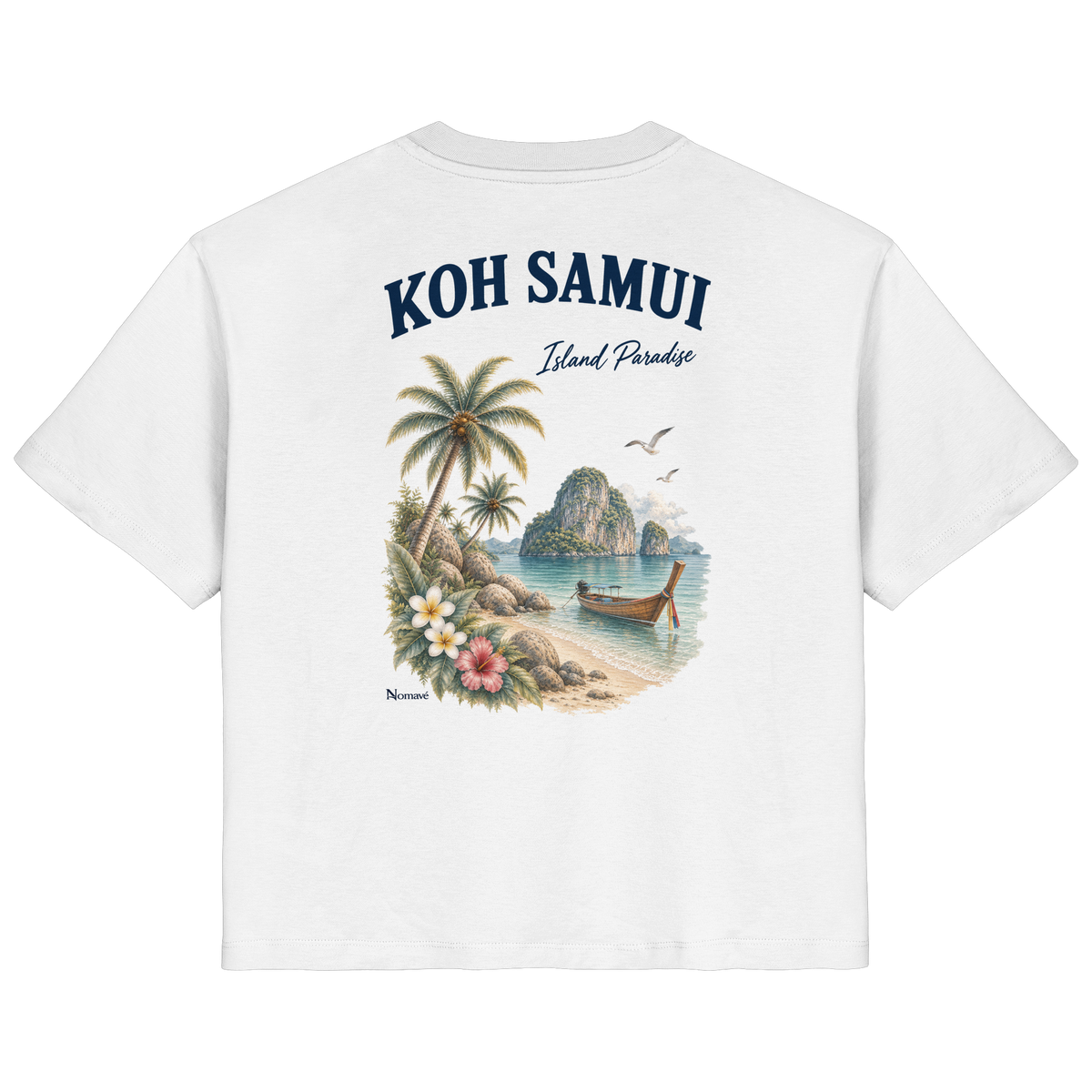 Koh Samui Island Paradise Damen Bio T-Shirt in Weiß mit Rückenprint