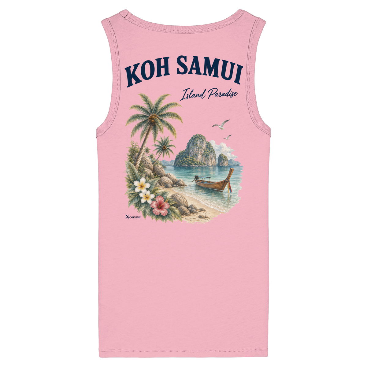 Koh Samui Island Paradise Damen Bio Tanktop mit Rückenprint in Cotton Pink