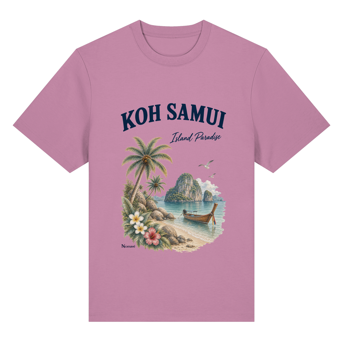 Koh Samui – Island Paradise – Helle Edition / Frontprint – Bio-Heavy T-Shirt – Vorderansicht in bubble pink