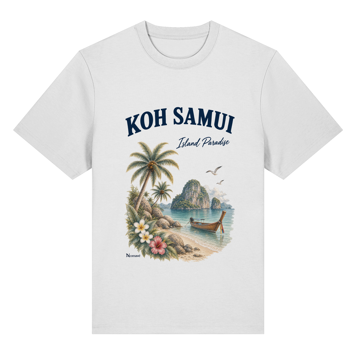 Koh Samui – Island Paradise – Helle Edition / Frontprint – Bio-Heavy T-Shirt – Vorderansicht in white