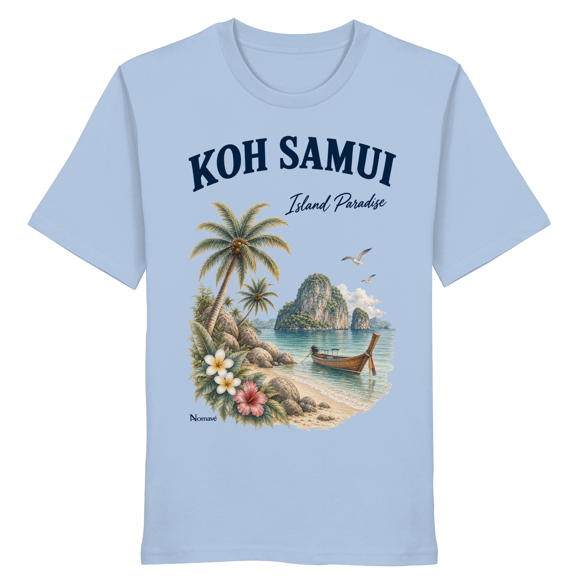 Koh Samui – Island Paradise – Helle Edition / Frontprint – Bio T-Shirt – Vorderansicht in blue soul