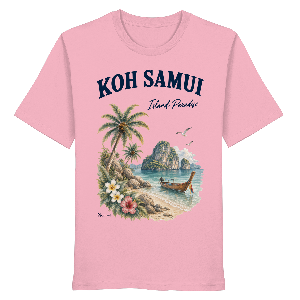 Koh Samui – Island Paradise – Helle Edition / Frontprint – Bio T-Shirt – Vorderansicht in cotton pink