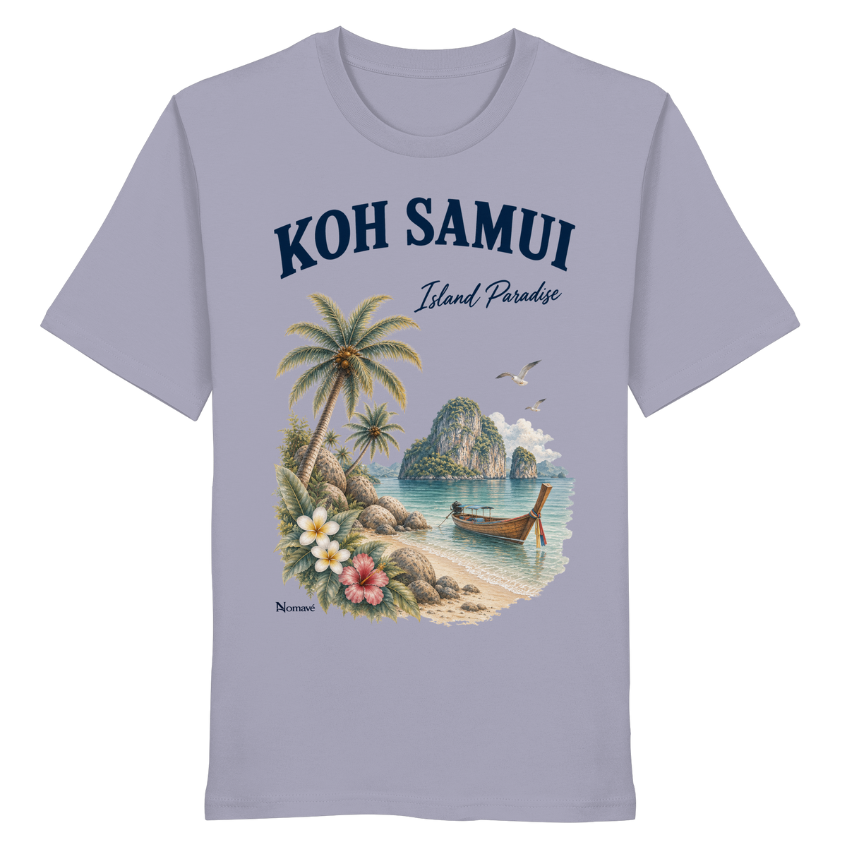 Koh Samui – Island Paradise – Helle Edition / Frontprint – Bio T-Shirt – Vorderansicht in lavender