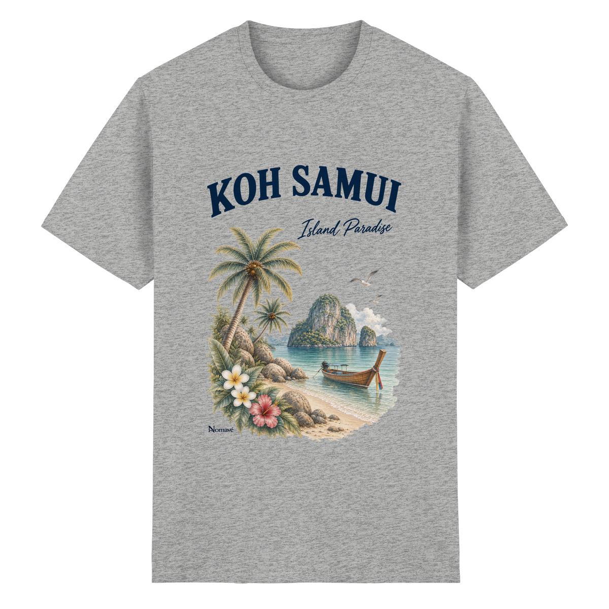 Koh Samui – Island Paradise – Helle Edition / Frontprint – Essential T-Shirt – Vorderansicht in sport grey meliert