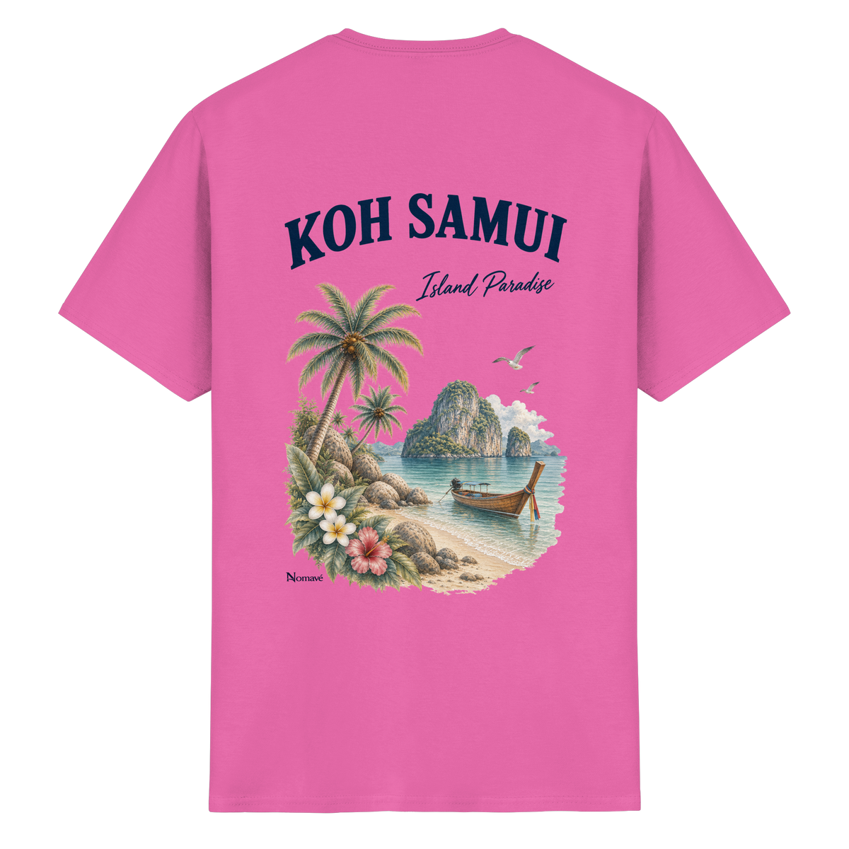 Koh Samui – Island Paradise – Rückenprint – Essential T-Shirt – Rückenansicht in azalea