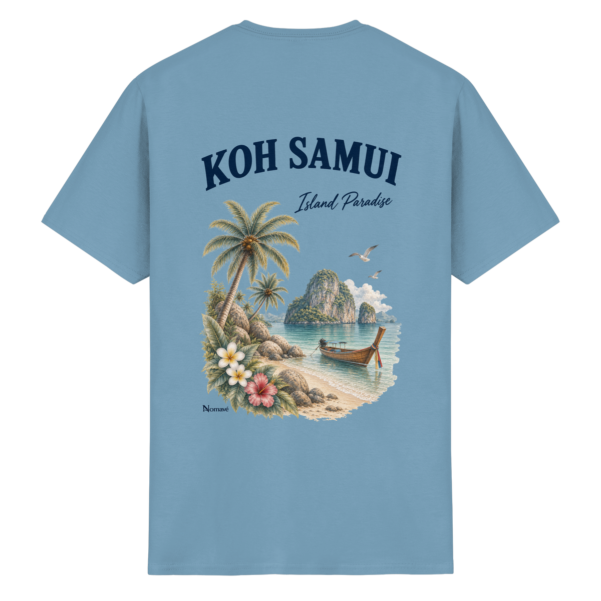 Koh Samui – Island Paradise – Rückenprint – Essential T-Shirt – Rückenansicht in carolina blue