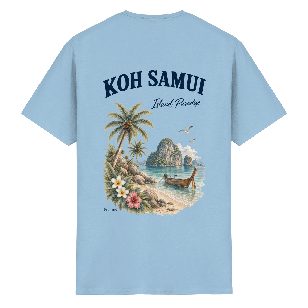 Koh Samui – Island Paradise – Rückenprint – Essential T-Shirt – Rückenansicht in light blue