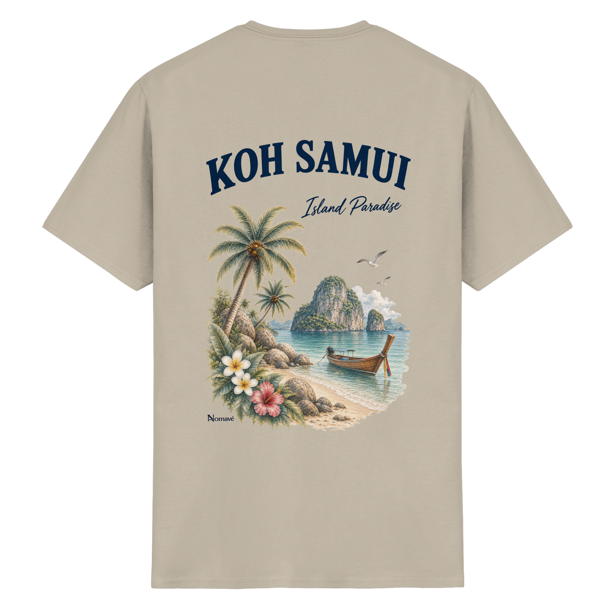 Koh Samui – Island Paradise – Rückenprint – Essential T-Shirt – Rückenansicht in sand