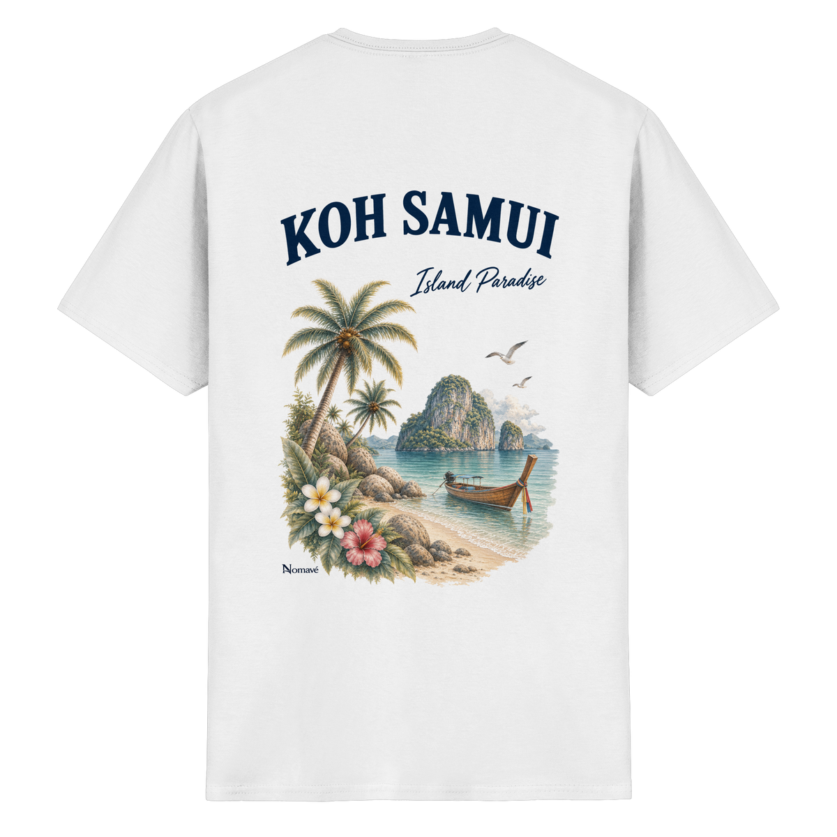 Koh Samui – Island Paradise – Rückenprint – Essential T-Shirt – Rückenansicht in white