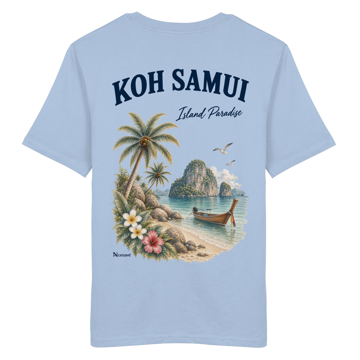 Koh Samui – Island Paradise – Rückenprint – Bio T-Shirt – Rückansicht in blue soul