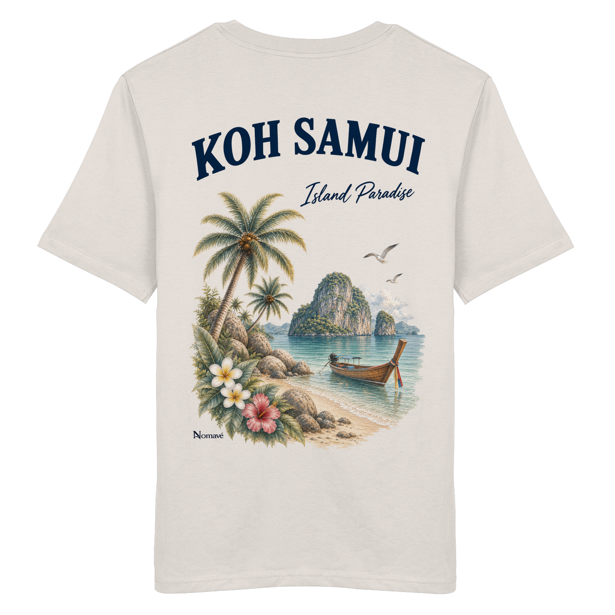Koh Samui – Island Paradise – Rückenprint – Bio T-Shirt – Rückansicht in vintage white