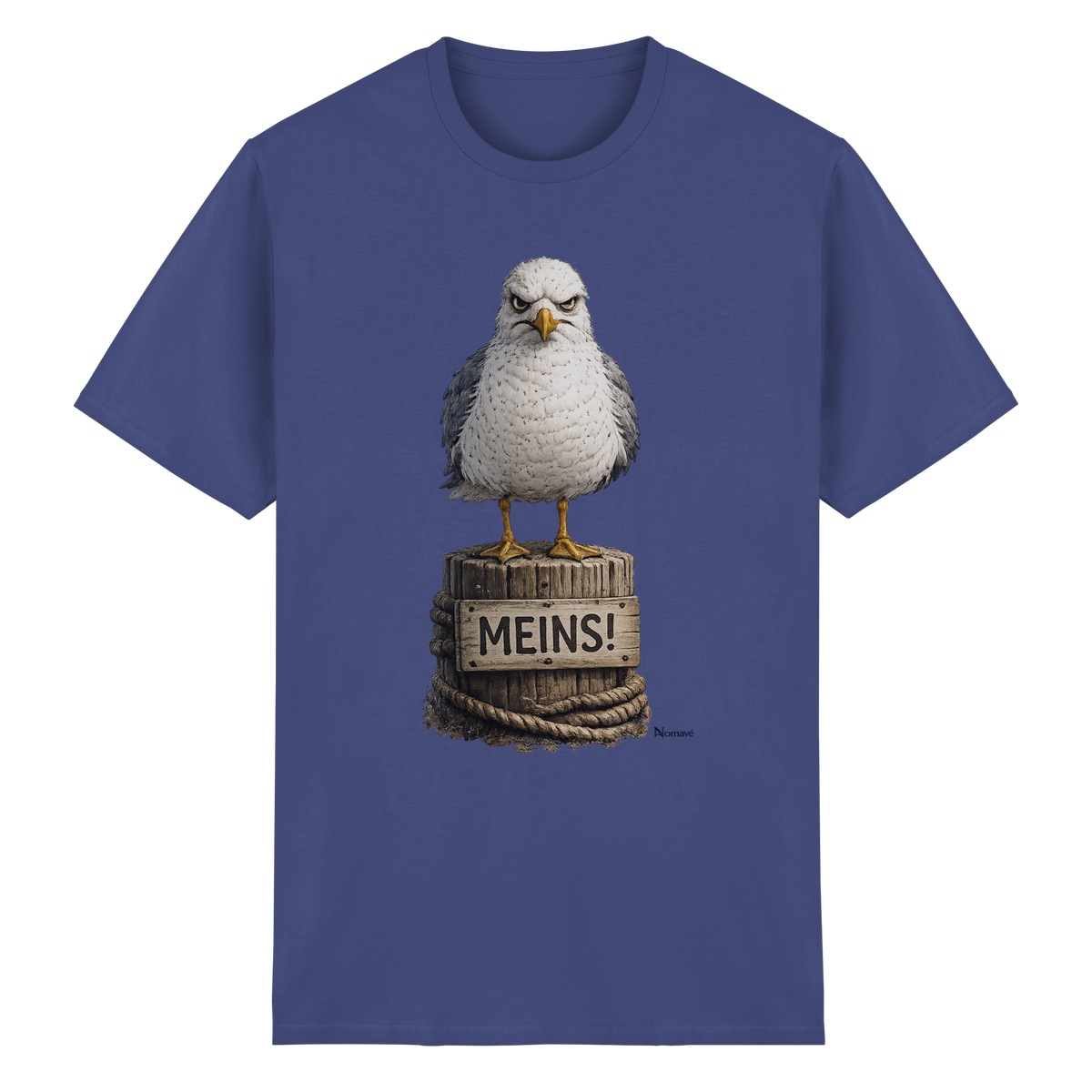 Möwe mit Meinung – „Meins“ – Essential T-Shirt – Vorderansicht in purple