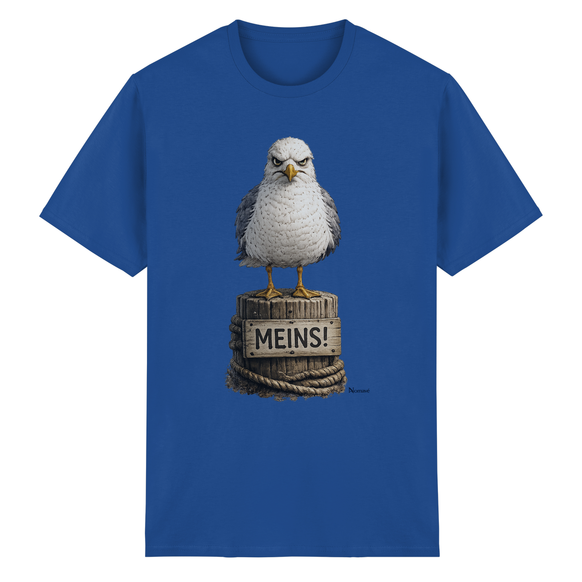 Möwe mit Meinung – „Meins“ – Essential T-Shirt – Vorderansicht in royal