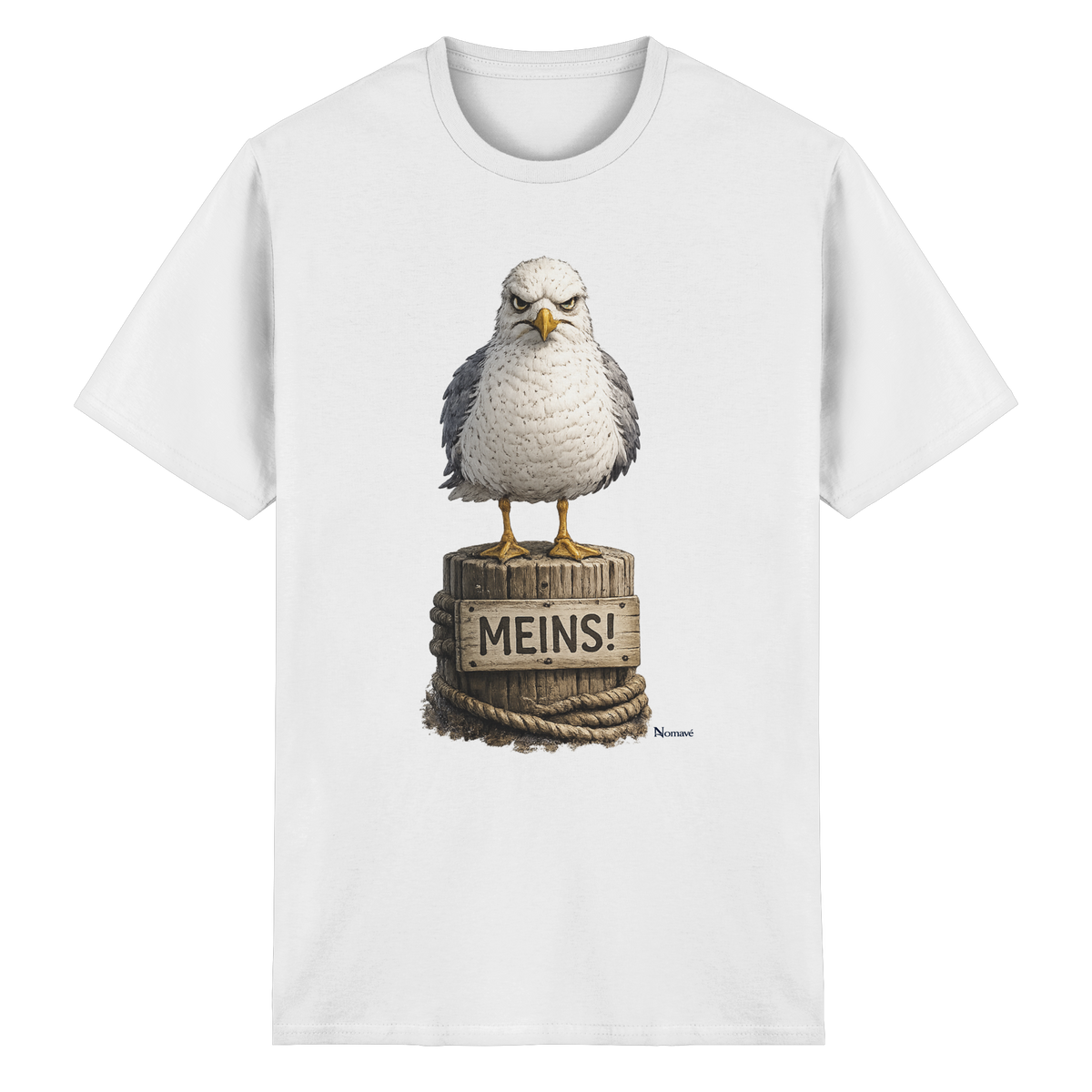Möwe mit Meinung – „Meins“ – Essential T-Shirt – Vorderansicht in white