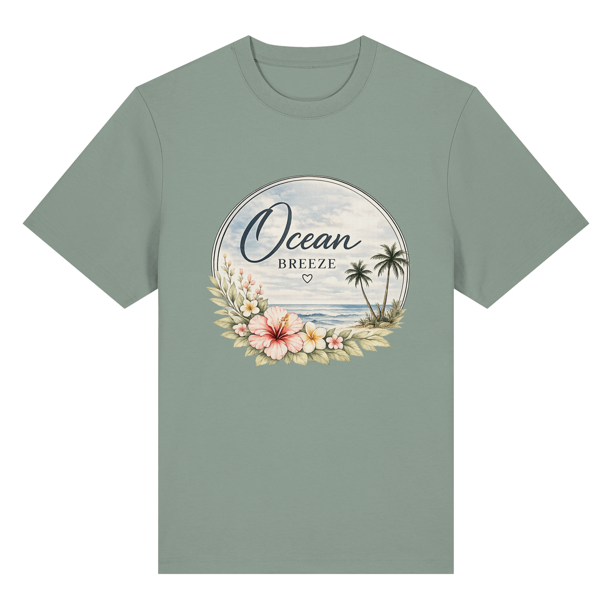 Ocean Breeze – Bio-Heavy T-Shirt – Vorderansicht in aloe