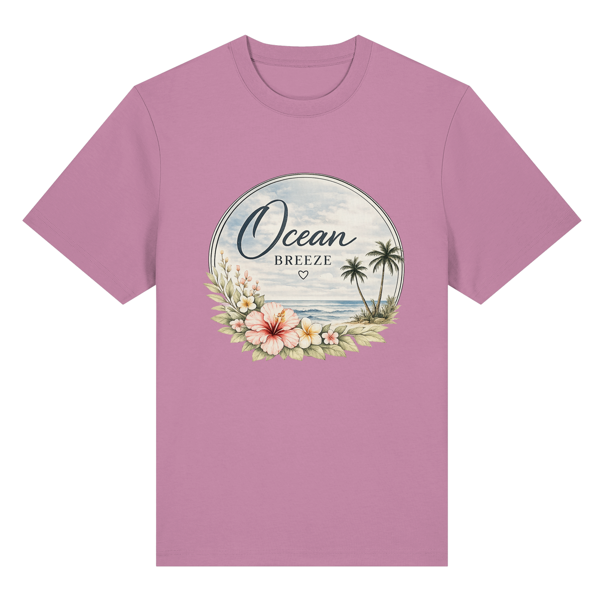 Ocean Breeze – Bio-Heavy T-Shirt – Vorderansicht in bubble pink